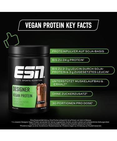 ESN Vegan Designer Protein Powder with Soy - Chocolate - 900g - Buy Online on GoSupps.com