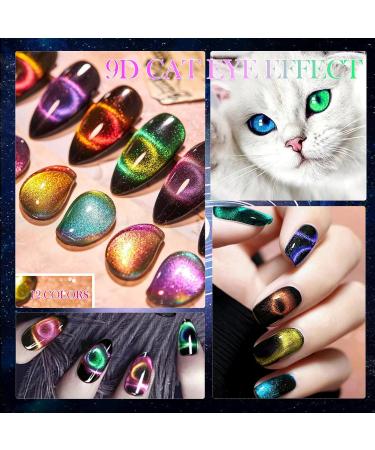 9D Cat Eye Gel Nail Polish Set - 12 Colors Magnetic Chameleon Effects for Professional Salon Use | X9D-SET - Buy Online on GoSupps.com