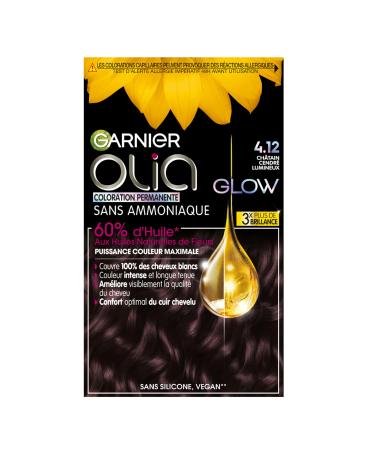 Garnier Garnier Olia Glow Permanent Hair Colour - Ammonia-Free - Natural Flower Oils - Bright Ash Brown (4.12)