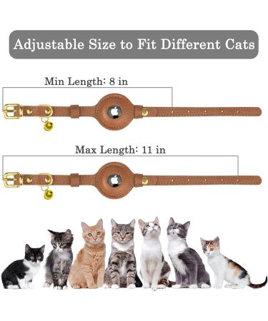 Oopsdoggy Leather Airtag Cat Collar with Bells - Durable Light GPS Collar for Cats & Small Dogs - Apple Airtag Holder - Perfect for Puppies (Light Brown) - Buy Online on GoSupps.com