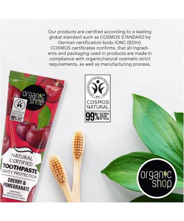 Organic Shop Cherry Toothpaste Cavity Protection Natural Ingredients Fluoride-Free Tooth Sensitivity Vegan & Cosmos Natural Certified. Pack of 2 - Buy Online on GoSupps.com