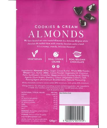  Forest Feast Forest Feast Cookies & Cream Amonds Pochette de 120 g - Buy Online on GoSupps.com