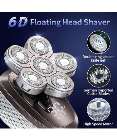 6 in 1 Smart Sensor Electric Shaver for Men - Rechargeable Bald Head Hair Trimmer with LCD Display & Floating Heads - Buy Online on GoSupps.com
