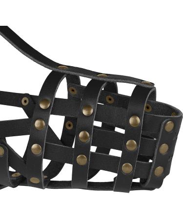 MUROM Leather Dog Muzzle German Shepherd Adjustable Breathable Doberman Dalmatian Setter Basket Medium Large Breeds Black Brown Red Green (Black Medium) Black M - Buy Online on GoSupps.com