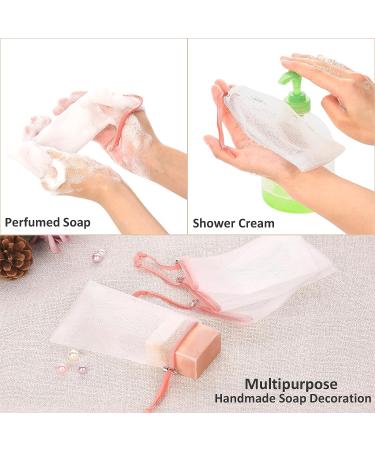 Cobahom 12 Pcs Pink Soap Bags for Handmade Soap - Mesh Foaming Net Sack with Drawstring for Bath & Shower - Buy Online on GoSupps.com