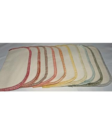 1 Ply Organic Flannel Washable Baby Wipes 8 x 8 Inches Set of 10 Earthtone Assortment