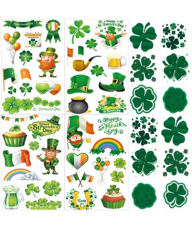 XIYOKA 100+ Pcs St Patricks Day Tattoos  Include 22 Unique Sheets St. Patrick's Day Tattoos Stickers  Shamrock Tattoos and Green Temporary Tattoos  Lucky Clover Temporary Tattoos for Kids Party Favors Accessories or Iris...