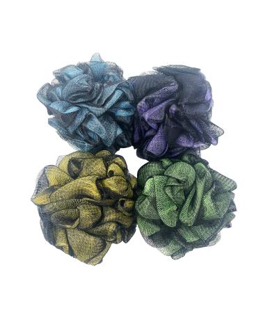 Emotionlin 4 Packs Bath Loofahs Shower Sponge Pouf Mesh Brush Ball Body Scrubber Ball for Exfoliating Cleansing Soothe Skin Neutral Colors(60g/pcs)