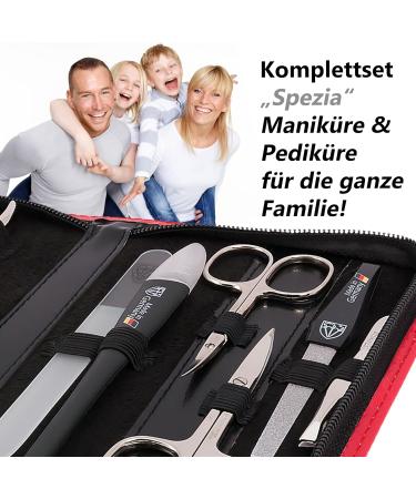 Three Swords Germany 10 pcs Travel Nail Care Set 'Spezia' - Red Synthetic Leather Case with Scissors Pliers Tweezers & Glass Nail Files | International Shipping Available - Buy Online on GoSupps.com