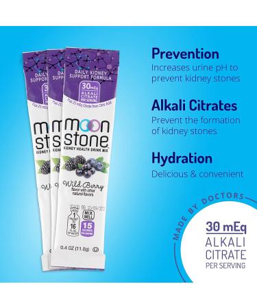 Moonstone Kidney Cleanse & Support Drink Mix - Keto Electrolyte Hydration Powder for Stone Prevention - Chanca Piedra Alternative - Tropical & Wild Berry Flavors - with Potassium - 15 Pack, 6 Ounce - Buy Online on GoSupps.com