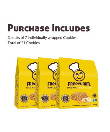 FreeYumm Banana Maple Soft Baked Cookies - Plant Based & Allergy Friendly Snacks - Gluten Free - 21 Individually Wrapped - Buy Online on GoSupps.com