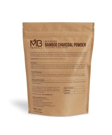 MB Herbals Activated Charcoal Powder 100g | Food Grade Bamboo Charcoal for Skin Hair & Tooth Powder Detox - Buy Online on GoSupps.com