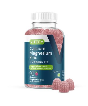 Calcium Magnesium and Zinc Gummies with Vitamin D3 - Supports Bone Health Nerve & Immune Function - Dietary Vitamin Supplements for Women Men & Teens Gluten Free Non GMO Chewable Fruit Flavored 30.0 Servings (Pack of 1) - Buy Online on GoSupps.com