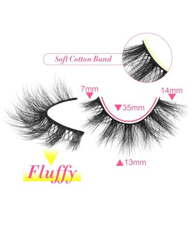 Cat Eye Faux Mink Fluffy 3D Volume Wispy Eyelashes - 7 Pair Pack by Lanflower - Buy Online on GoSupps.com