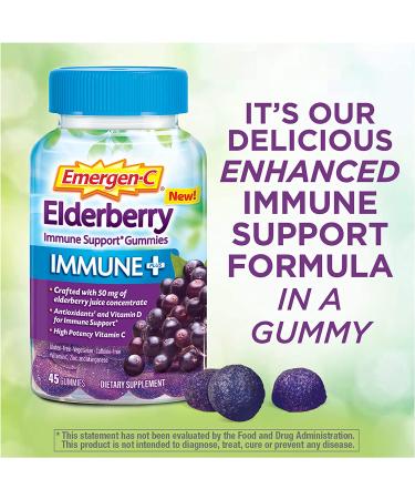 Emergen-C Elderberry Immune Gummies - 45 Count for Boosted Immunity - Buy Online on GoSupps.com