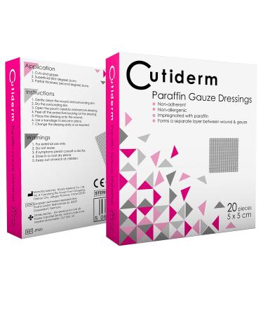 Cutiderm sterile paraffin gauze compress 5 cm x 5 cm pack of 20