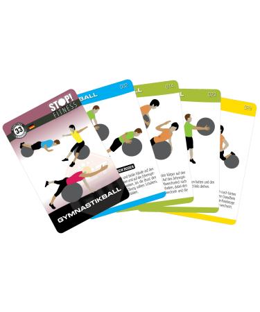 Stop!Fitness |Gymnastics ball Fitness Ball |Training tickets Exercise cards German version card size 66 x 100 mm with plastic box