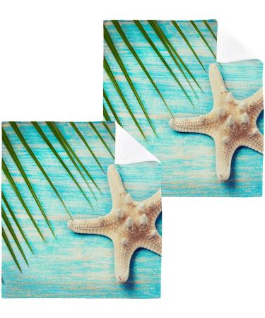 SUABO Soft Cotton Bath Washcloths Set | Starfish Palm Tree Design | Absorbent & Quick Drying | 6-Pack - Buy Online on GoSupps.com