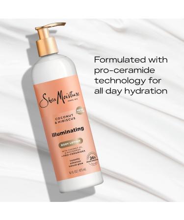 Buy SheaMoisture Illuminating Body Lotion - Coconut Oil & Hibiscus for 24H Moisture | Radiant Skin Glow - 16 oz - Buy Online on GoSupps.com
