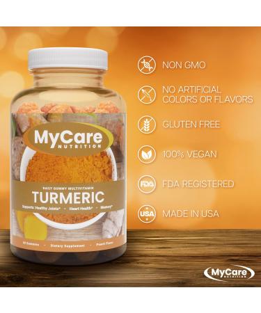 Turmeric Gummies Daily Vitamin Supplement | Joint Pain, Heart Health, Memory Support | Peach Flavor | Vegan, Gluten Free, Non-GMO | Made in USA | 60 ct - Buy Online on GoSupps.com