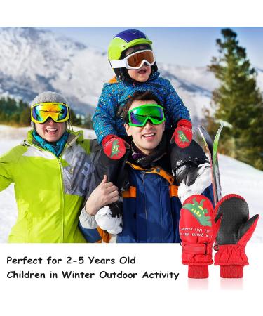 SATINIOR Toddler Waterproof Fleece Ski Gloves for Ages 2-5 | Red & Navy Blue | Breathable Long Cuff Kids Mittens for Winter Snow Activities - Buy Online on GoSupps.com