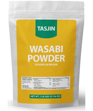 Wasabi Powder by Tasjin (1 LB 452 g) Packaged in Canada Gold Grade Spicy Japanese Horseradish Seasoning Vegan Kosher and Keto Friendly Perfect for Sushi Ramen Salmon Sashimi Skewers and More