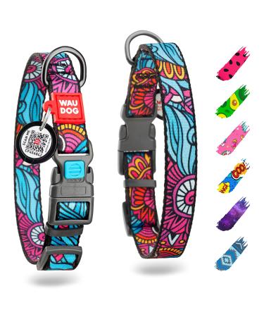 Waudog nylon collar dog dog hewing belt large dogs dog collar medium-sized dog collar little dog dog dogs collars nylon dog cloak puppy adjustable digital dog brand summer 31-49 cm length 25 mm width
