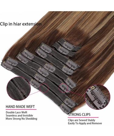 Hair Extensions Chocolate Brown and Caramel Blonde with Brown Roots 16"-24" Clip in Hair Extensions Human Hair Silky Straight Double Weft Lace Clip in Hair Natural Human Hair(18inches) 18inches 120g/Set - Buy Online on GoSupps.com