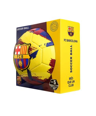 Icon Sports FC Barcelona Brush Team Soccer Ball, Brush Yellow, 5