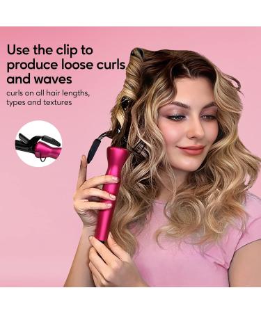 Terviiix Bubble Wand Curling Iron - Tourmaline Ceramic Spiral Curling Wand for Long-Lasting Curls & Waves, Dual Voltage, Pink - with Clamp and Glove - Buy Online on GoSupps.com