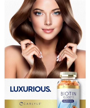 Carlyle Biotin 10000mcg Gummies | 100 Count | Peach Flavor Supplement | Vegan Non-GMO Gluten Free 100 Count (Pack of 1) - Buy Online on GoSupps.com