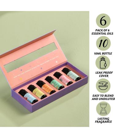 Folkulture Organic Essential Oil Set - Rose Lily Cashmere Opium Green Tea Ocean Salt Aromatherapy Diffuser Oil Scents - Self Love Club - 60ml - Buy Online on GoSupps.com