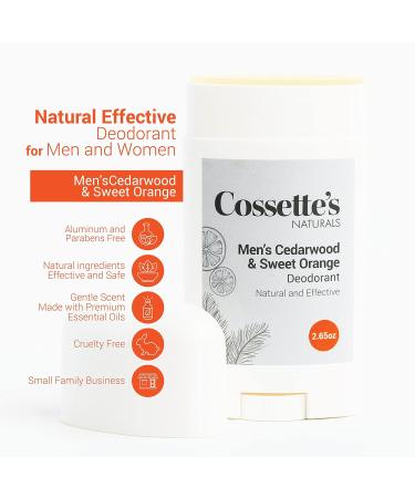Cossette's Naturals - Natural Effective Deodorant for Men and Women Aluminum Free Parabens Free Made with Premium Essential Oils (Men's Cedarwood & Sweet Orange 2.65 oz (2 Pack)) Men's Cedarwood & Sweet Orange 2.65 Ounce (2 Pack) - Buy Online on GoSupps.com
