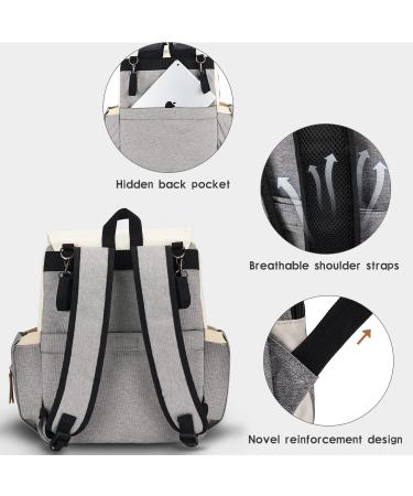Diaper Bag Backpack with Changing Pad, Pacifier Case & Stroller Straps - White/Grey - Buy Online on GoSupps.com
