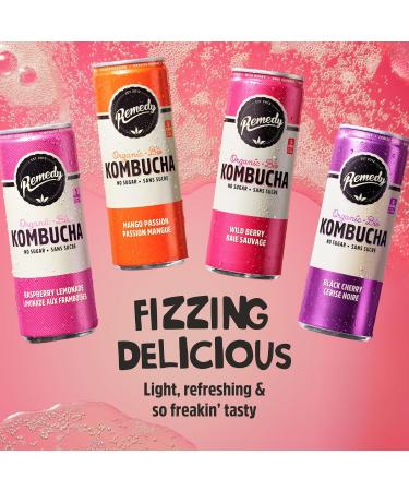 Remedy Kombucha Sugar-Free Organic Drink Sparkling Low Calorie Gut Health Beverage - 6 Flavour Variety Pack - 355 mL Can 24-Pack Variety Pack 355ml (Pack of 24) - Buy Online on GoSupps.com