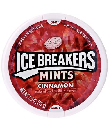 ICE BREAKERS CINNAMON SUGAR FREE MINTS 1 x 42g TUB AMERICAN IMPORT Cinnamon 42 g (Pack of 1)