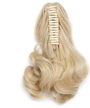 Long Short Claw Ponytail Hair Extension | One Piece Clip in Jaw/Claw Synthetic Hairpiece 12 Curly Golden Mix Blonde - Buy Online on GoSupps.com