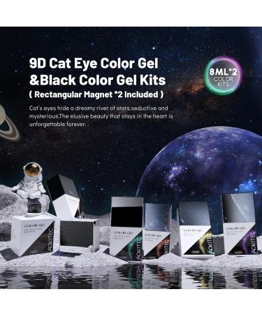 Aokitec 8ML*2 9D Cat Eye Gel Nail Polish Kits With Black Gel Polish And Magnetic Galaxy Glitter Holographic Shimmer Magic UV LED Soak Off Gel For Nail Art (Green & Purple) Green & Violet - Buy Online on GoSupps.com