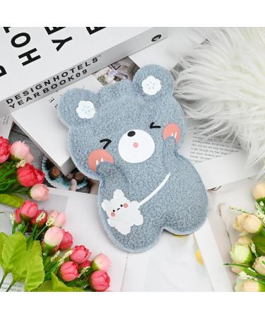 350ML Small Hot Water Bottle with Plush Cover for Pain Relief - Blue - Buy Online on GoSupps.com