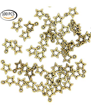 Resumart Youkwer 100Pcs 10mm x 13mm Alloy Stars Christmas Charms Pendants for DIY Crafting - Star 01 Antique Bronze | Bracelet & Necklace Jewelry Making - Buy Online on GoSupps.com