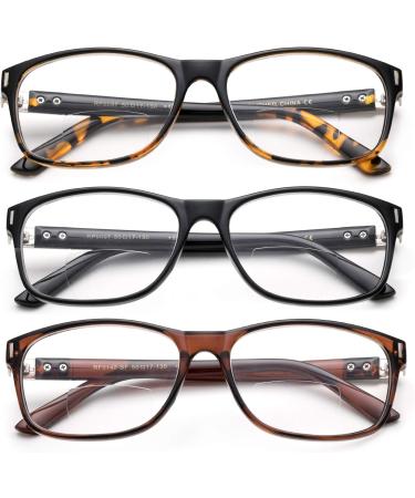 3-Pack Bifocal Reading Glasses - Rectangle Frames 1.75X - Unisex Tortoise Black & Brown - Includes Pouches - International Shipping - Buy Online on GoSupps.com