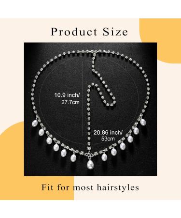 YAEISM Silver Head Chain Pearls Pendant Headpiece Sparkly Rhinestone Boho Headpiece Shiny Tassel Hair Chain Bridal Party Costume Hair Accessories for Women and Girls - Buy Online on GoSupps.com