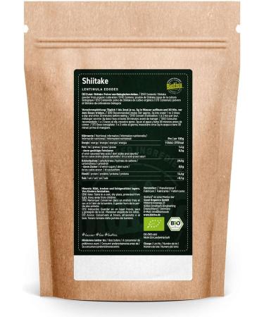 Biotiva Organic shiitake mushroom powder 125 g - 100% organic - Shii-Take - Lentinula edodes - vital mushroom - without additives - filled and certified in Germany. - Buy Online on GoSupps.com