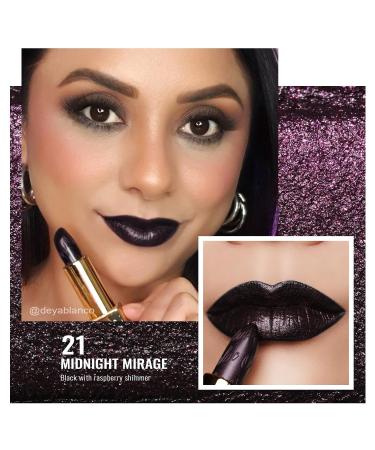 Oulac Midnight Metallic Black Lipstick - Long-Lasting 3D Gloss Vegan & Cruelty-Free Intense Color Black Glitter Finish - 4.3g - Buy Online on GoSupps.com