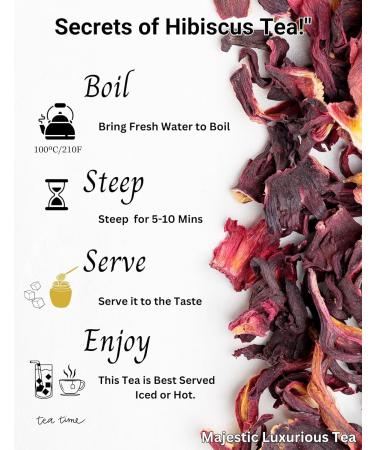 Majestic Tea HIBISCUS TEA Herbal Refreshment| Crimson Tea| Hibiscus Flowers- Full Blooms Caffeine Free | 100% Natural Ingredient Non GMO_ Eco-Conscious (100g) (Pack of 1). - Buy Online on GoSupps.com