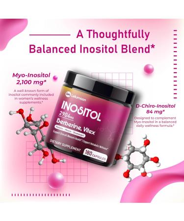 Premium Inositol 2904 mg with Berberine Vitex Ashwagandha & Shatavari Supports Women s Health & Metabolic Wellness 180 Capsules 180 count (pack of 1) - Buy Online on GoSupps.com