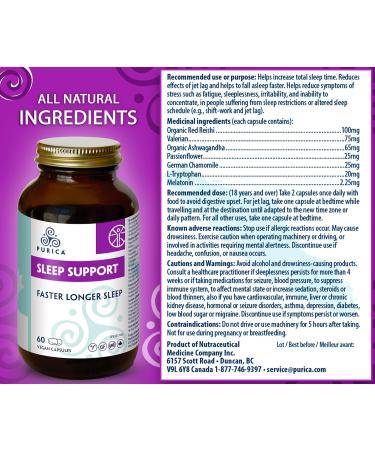 PURICA Vegan Sleep Support Supplement - 60 Capsules with Organic Ashwagandha & Reishi Mushroom - Buy Online on GoSupps.com