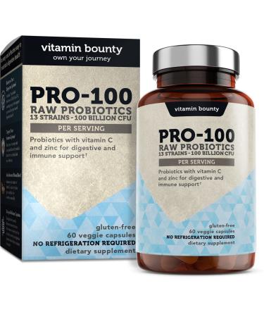 Vitamin Bounty PRO-100 Raw Probiotics 100 Billion CFU 60 Veggie Caps