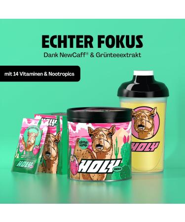 Holy Energy Gaming Booster 'Cactus Camel' | Cactus Fig Taste | 50 Portions | Vegan Focus Drink with Newcaff & Green Tea Extract | 100% Natural Fruit Aromas - Buy Online on GoSupps.com