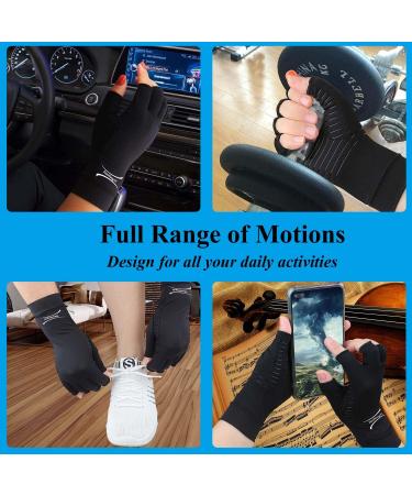 Buy 2 Pairs Copper Arthritis Gloves for Women & Men - Fingerless Compression Gloves for Pain Relief Carpal Tunnel Typing Support - Small Size Black - Buy Online on GoSupps.com